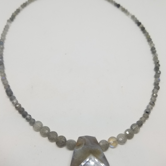 Labradorite & Grey Stone Necklace - Picture 3 of 6